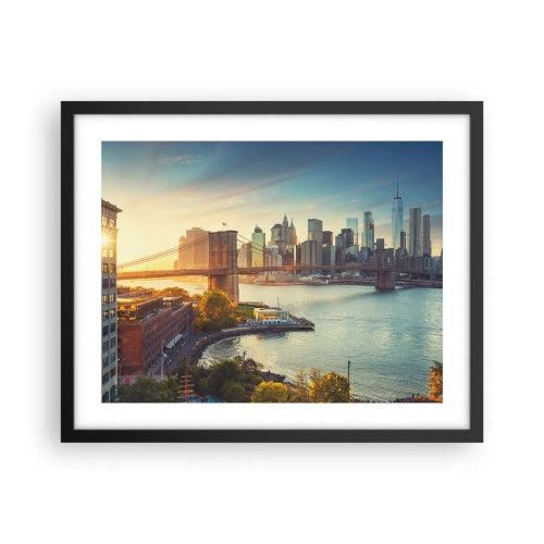 Poster in cornice nera - L'alba nella grande città - 50x40 cm