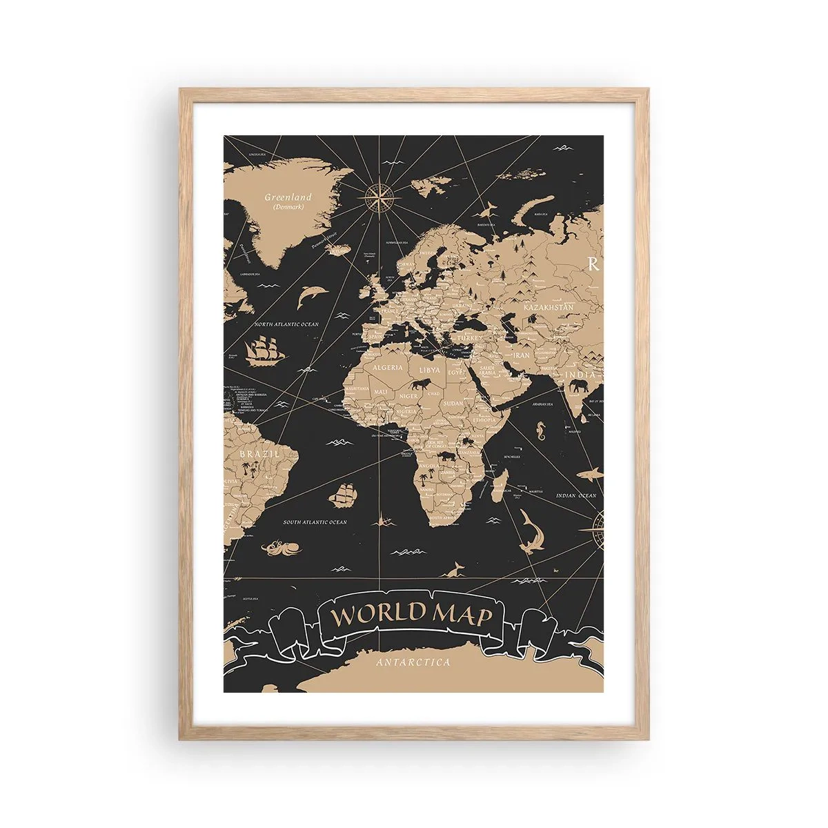 Poster in cornice rovere chiaro - I confini del mio mondo - 50x70 cm