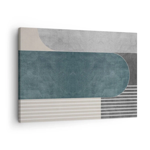 Quadro su tela - Stampe su Tela - Astrazione geometrica nei toni del grigio e del verde - 70x50cm - Composizione orizzontale  - Decorazione murale moderna per soggiorno e camera da letto ARTTOR