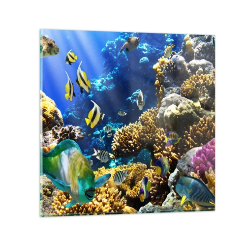 Quadro su vetro - Traffico intenso sulla via delle vacanze - 60x60 cm