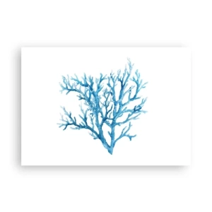 Poster - Corallo blu su sfondo bianco con un tocco minimalista - 100x70cm - Filigrana marina - Decorazione murale moderna per soggiorno e camera da letto ARTTOR
