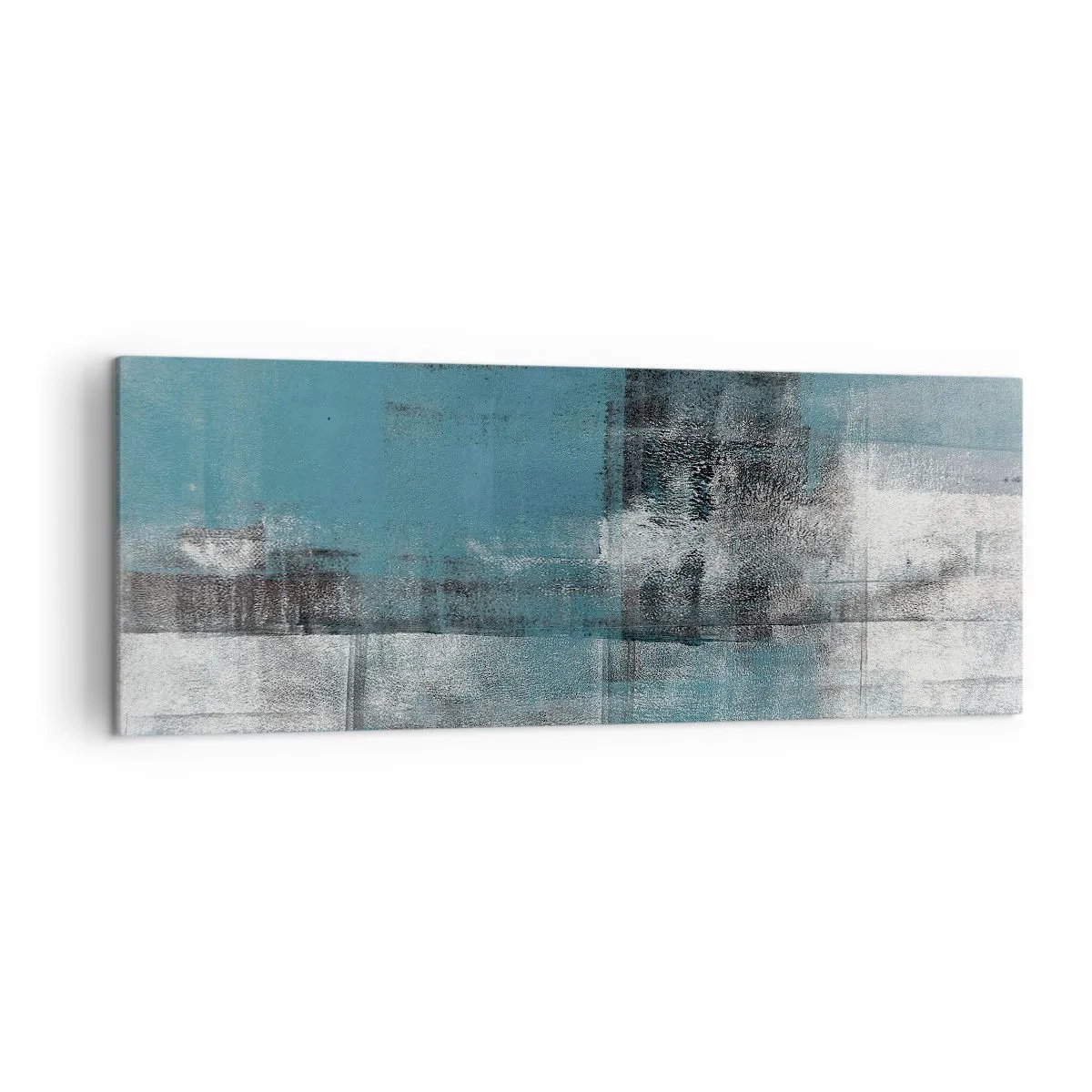 Quadro su tela - Stampe su Tela - Una composizione astratta nelle tonalità del blu con texture e strati. - 140x50cm - Acqua e aria - Decorazione murale moderna per soggiorno e camera da letto ARTTOR