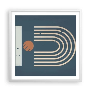 Poster in cornice bianca - Geometria in blu - 60x60 cm