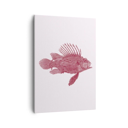 Quadro su tela - Stampe su Tela - Disegno di un pesce in tonalità rossa - 50x70cm - Abitante di mari esotici - Decorazione murale moderna per soggiorno e camera da letto ARTTOR