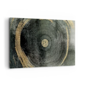 Quadro su tela - Stampe su Tela - Cerchi concentrici con accenti dorati - 120x80cm - Cambiamento e persistenza - Decorazione murale moderna per soggiorno e camera da letto ARTTOR
