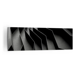 Quadro su tela - Stampe su Tela - Astrazione in bianco e nero con strutture geometriche - 160x50cm - Ordine tridimensionale - Decorazione murale moderna per soggiorno e camera da letto ARTTOR