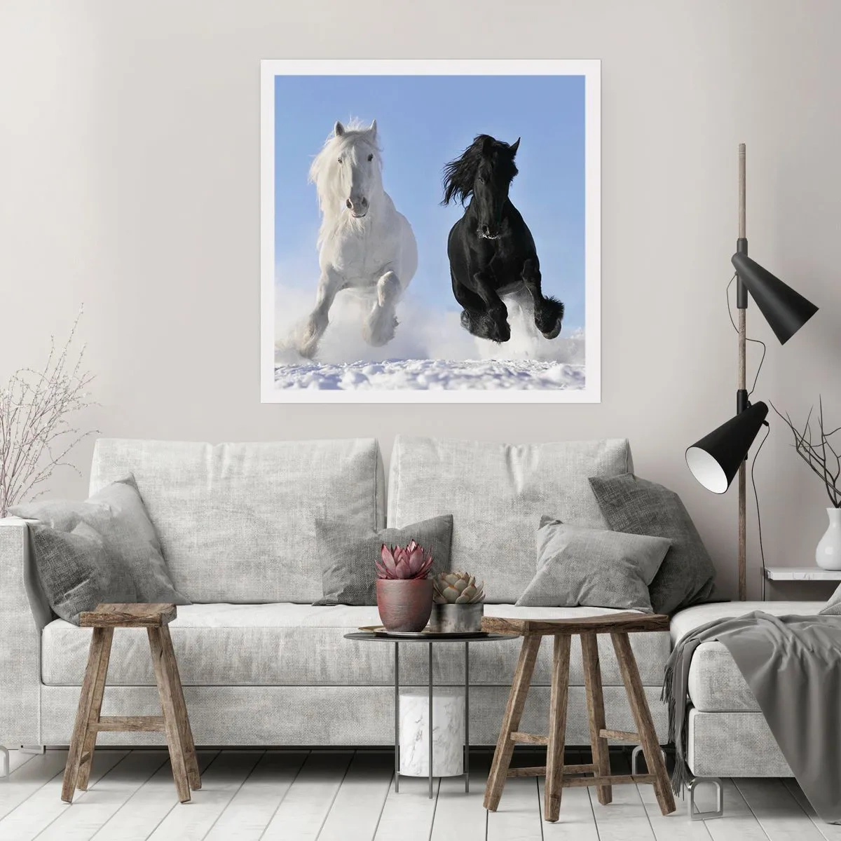 Poster - Galoppo in bianco e nero - 30x30 cm