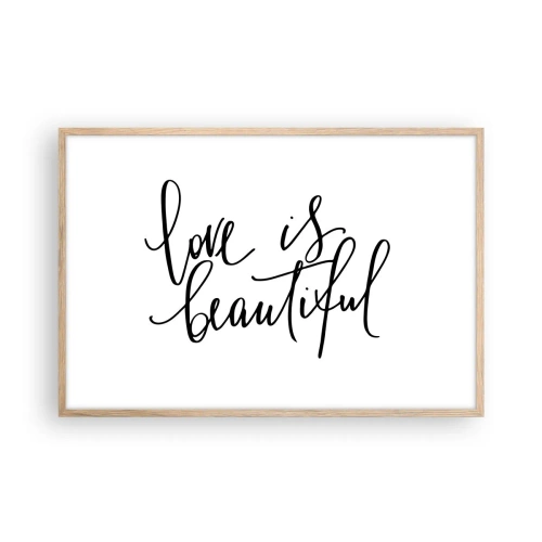 Poster in cornice rovere chiaro - Leggi e ripeti - 91x61 cm