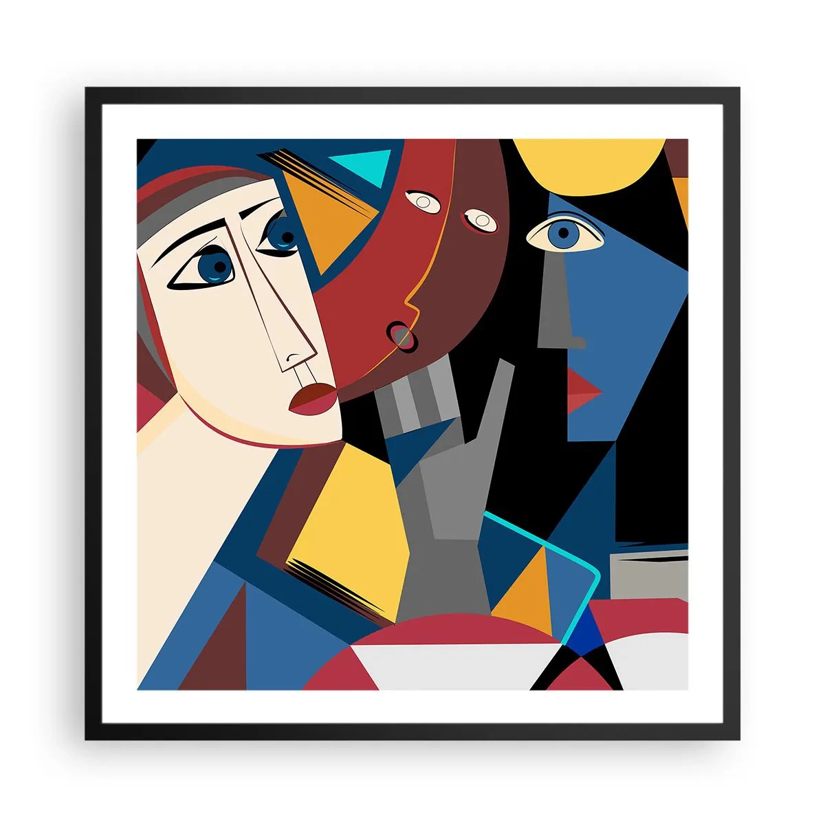 Poster in cornice nera - Dialogo di cubisti - 60x60 cm