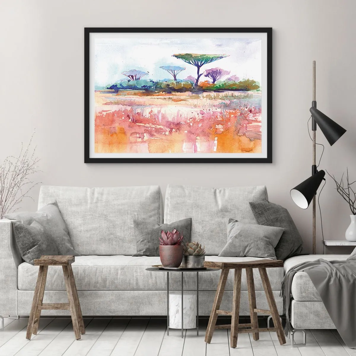 Poster in cornice nera - I colori della savana - 91x61 cm