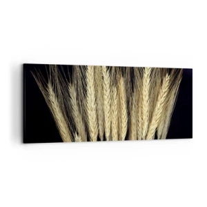 Quadro su tela - Stampe su Tela - Spighe di grano su sfondo nero in stile rustico - 120x50cm - Magia rustica - Decorazione murale moderna per soggiorno e camera da letto ARTTOR