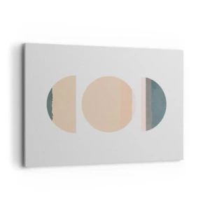 Quadro su tela - Stampe su Tela - Forme geometriche astratte in colori pastello - 100x70cm - Un cerchio dopo l'altro - Decorazione murale moderna per soggiorno e camera da letto ARTTOR