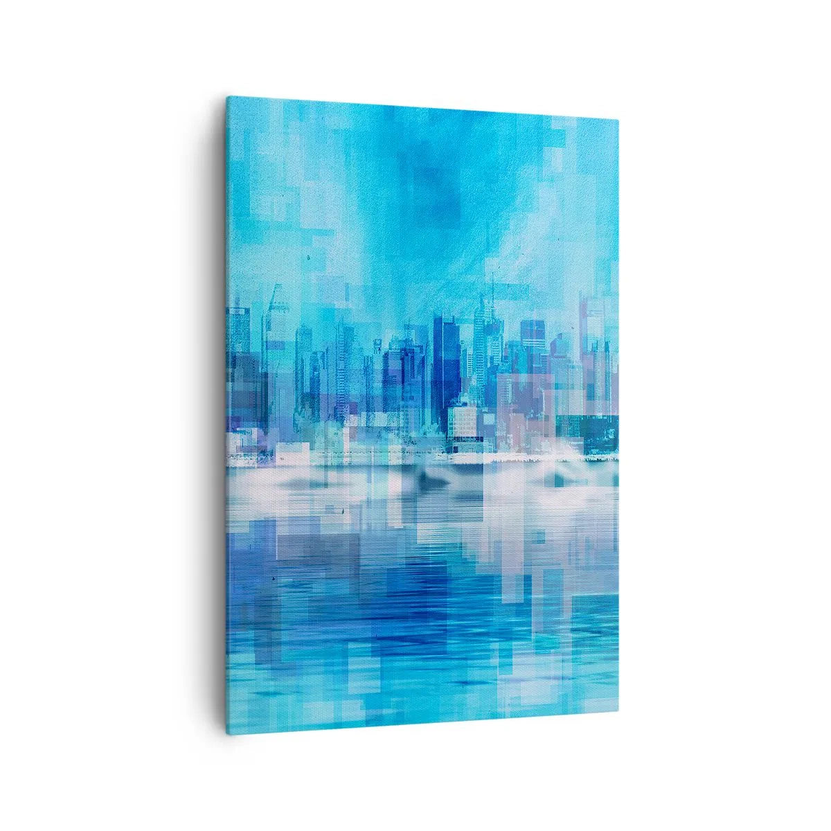 Quadro su tela - Stampe su Tela - Panorama urbano astratto nei toni del blu - 70x100cm - Immersi nel blu - Decorazione murale moderna per soggiorno e camera da letto ARTTOR