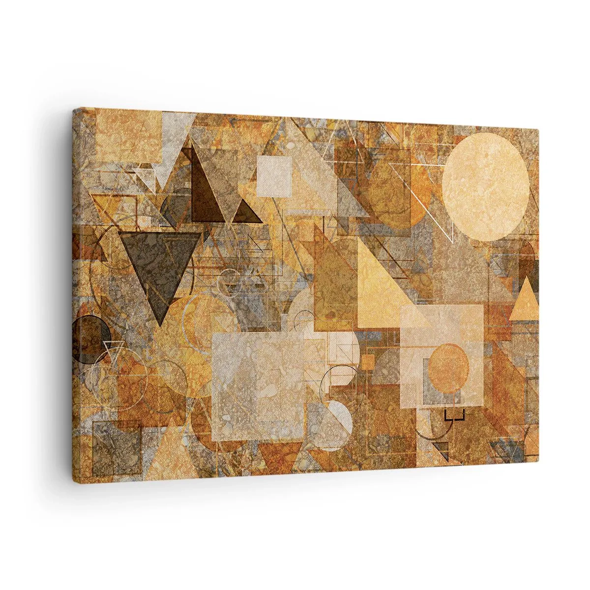 Quadro su tela - Stampe su Tela - Figure geometriche astratte in tonalità calde - 70x50cm - Studio cubista in marrone - Decorazione murale moderna per soggiorno e camera da letto ARTTOR