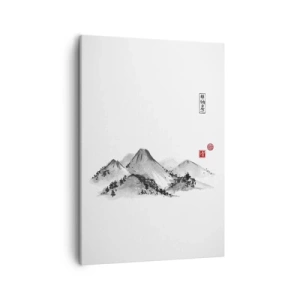 Quadro su tela - Stampe su Tela - Paesaggio montano tradizionale nello stile della pittura a inchiostro giapponese - 50x70cm - Troppo lontano - Decorazione murale moderna per soggiorno e camera da letto ARTTOR