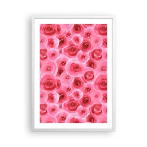 Poster in cornice bianca - Rose in alto e in basso - 50x70 cm