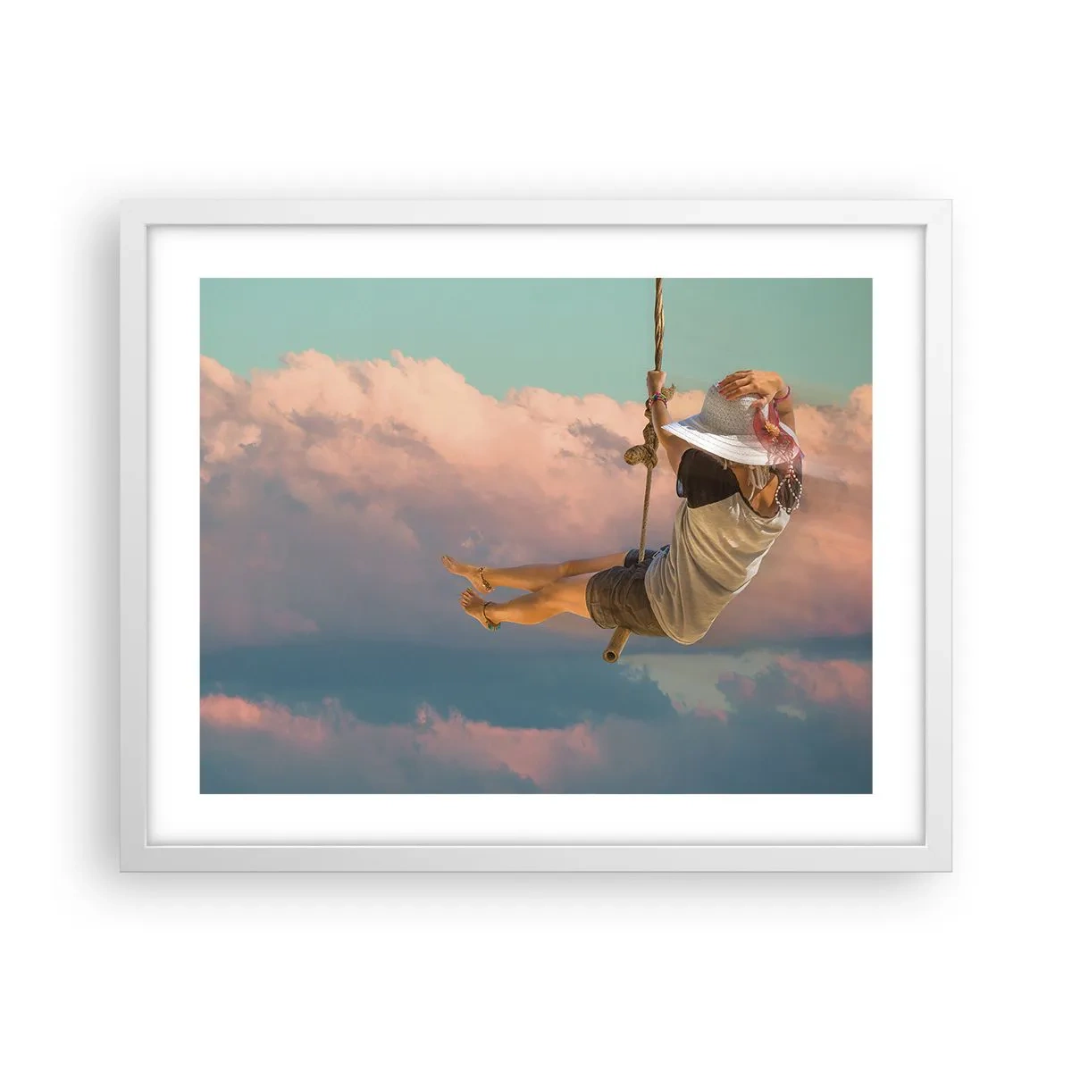 Poster in cornice bianca - Divertimento tra le nuvole - 50x40 cm