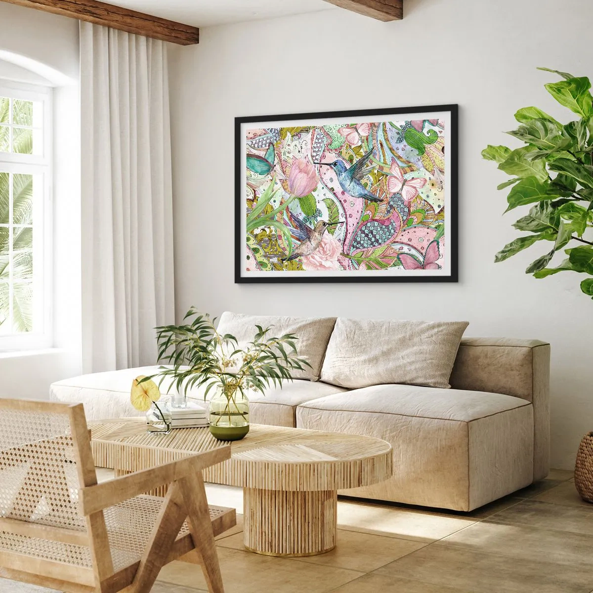 Poster in cornice nera - Intrecciate nei rami - 91x61 cm