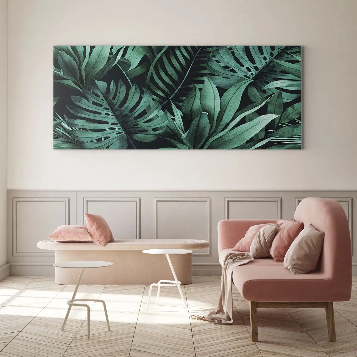 Quadro su vetro - Dal profondo del verde tropicale - 100x40 cm