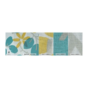 Campione di Fotomurale Premium Canvas - Tra le foglie azzurre - Boho, Fiori, Minimalismo - 100x30 cm