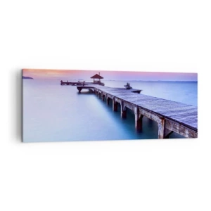 Quadro su tela - Stampe su Tela - Molo di legno che conduce all'acqua durante il tramonto - 140x50cm - Un mare di pace fino all'orizzonte - Decorazione murale moderna per soggiorno e camera da letto ARTTOR