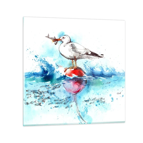 Quadro su vetro - Buona pesca - 60x60 cm