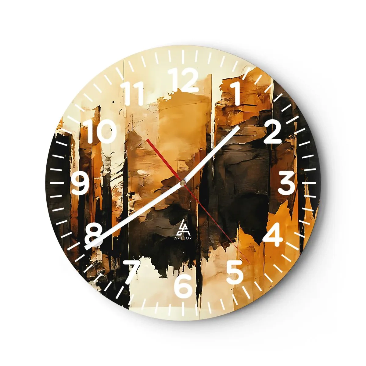 Orologio da parete - Orologio in Vetro - Armonia di nero e oro - 40x40 cm