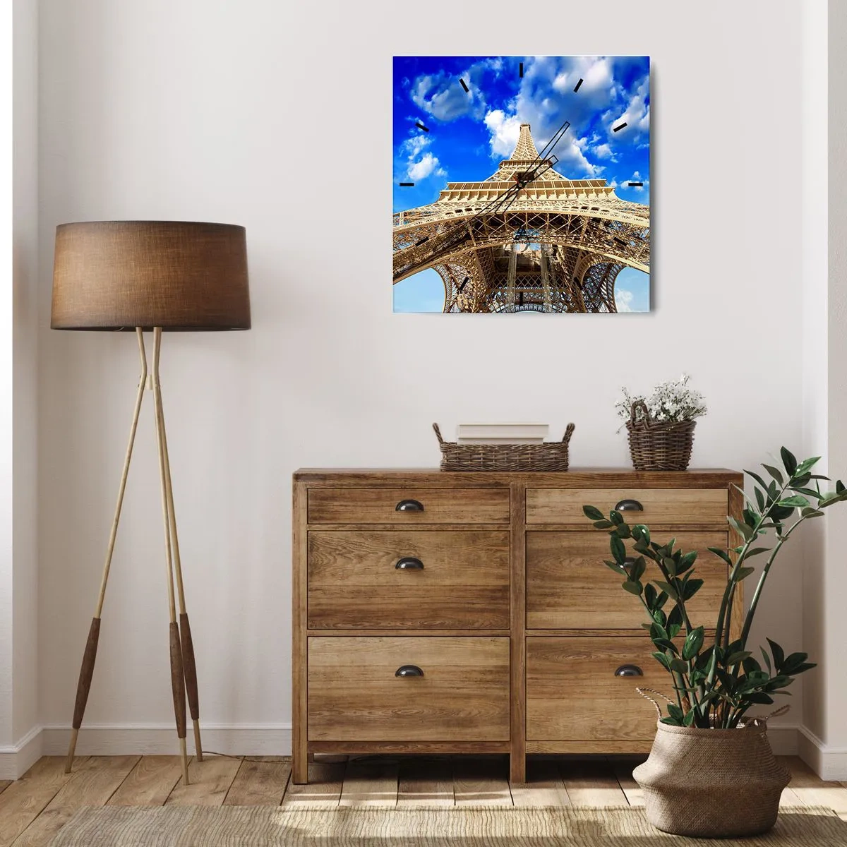 Orologio da parete - Orologio in Vetro - Toccare il cielo e le nuvole - 40x40 cm