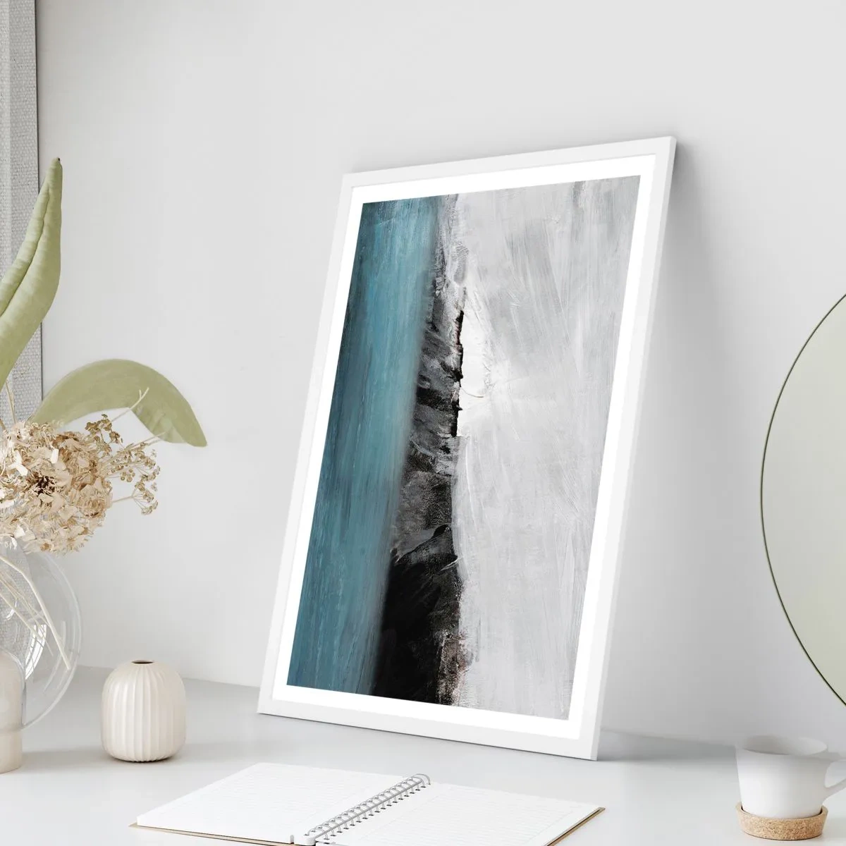 Poster in cornice bianca - Acqua-terra: lo scontro degli elementi - 70x100 cm