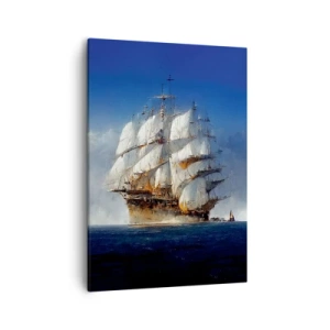 Quadro su tela - Stampe su Tela - Una nave a vela in mare aperto sotto un cielo azzurro - 50x70cm - The great glory! - Decorazione murale moderna per soggiorno e camera da letto ARTTOR
