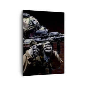 Quadro su tela - Stampe su Tela - Un soldato in equipaggiamento completo con un fucile - 50x70cm - Mortalmente efficace - Decorazione murale moderna per soggiorno e camera da letto ARTTOR