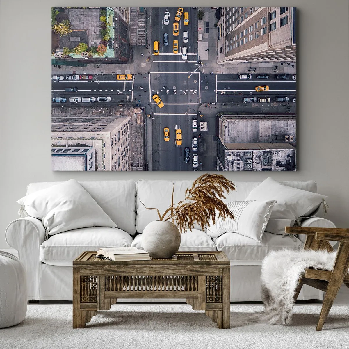 Quadro su tela - Stampe su Tela - Vista aerea di una trafficata strada cittadina - 120x80cm - Scelta semplice - Decorazione murale moderna per soggiorno e camera da letto ARTTOR