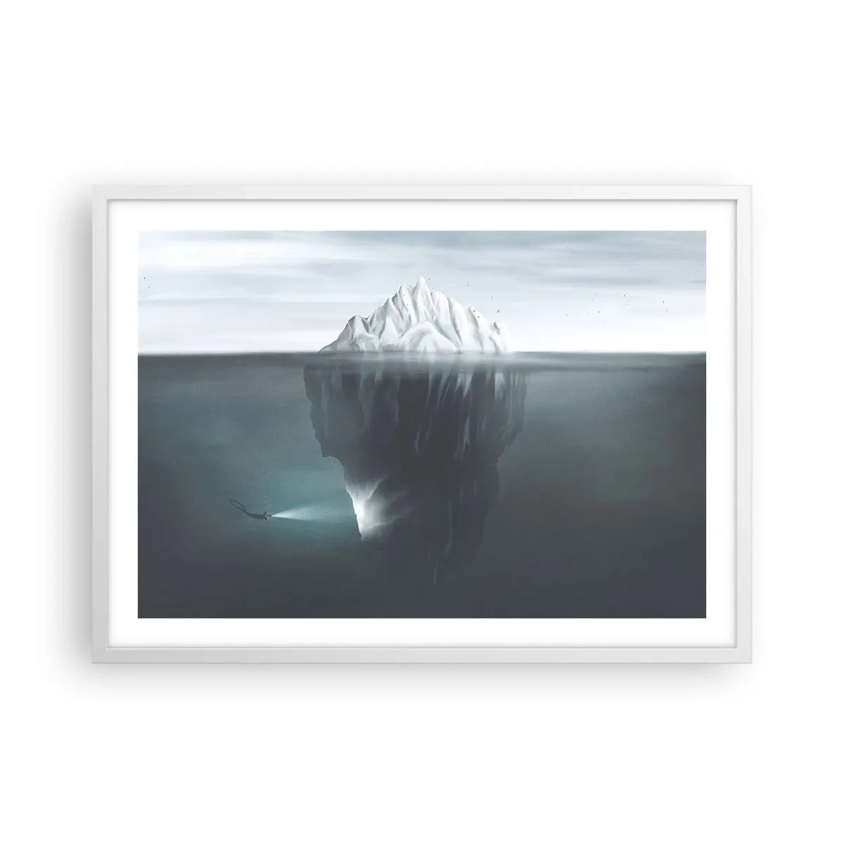 Poster in cornice bianca - Mistero sottomarino - 70x50 cm