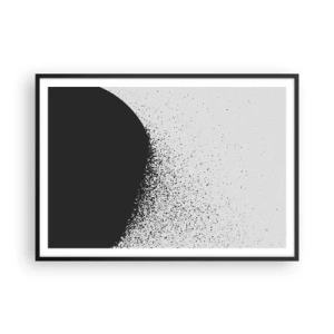 Poster in cornice nera - Motivo astratto con particelle nere su sfondo chiaro - 100x70cm - Il movimento delle particelle - Decorazione murale moderna per soggiorno e camera da letto ARTTOR