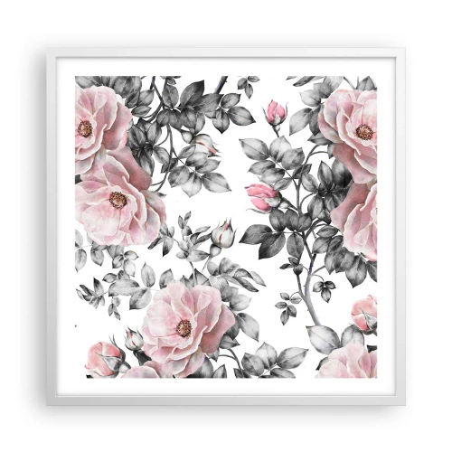 Poster in cornice bianca - Perdersi tra le rose - 60x60 cm