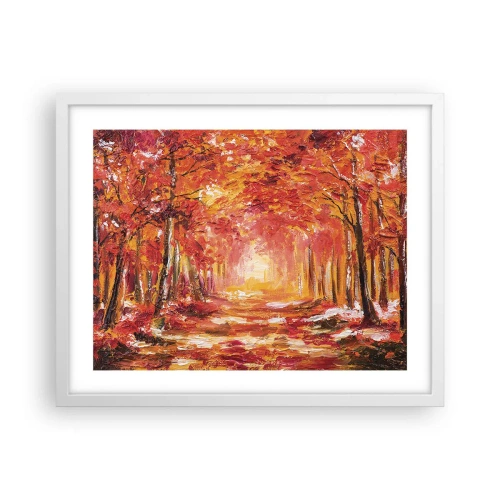 Poster in cornice bianca - Foresta di rame - 50x40 cm
