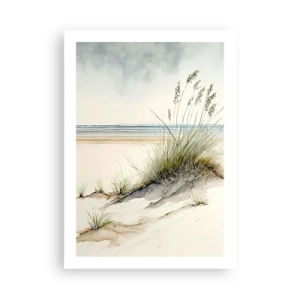 Poster - Accarezzati dal vento - erbe sulle dune vicino alla spiaggia - 50x70cm - Coccolati dal vento - Decorazione murale moderna per soggiorno e camera da letto ARTTOR