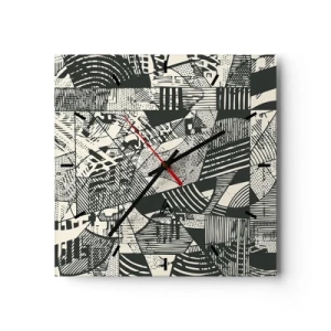 Orologio da parete - Orologio in Vetro - Motivi geometrici astratti in tonalità di verde su sfondo chiaro - 30x30cm - Dinamica della contemporaneità - Decorazione murale moderna per soggiorno e camera da letto ARTTOR