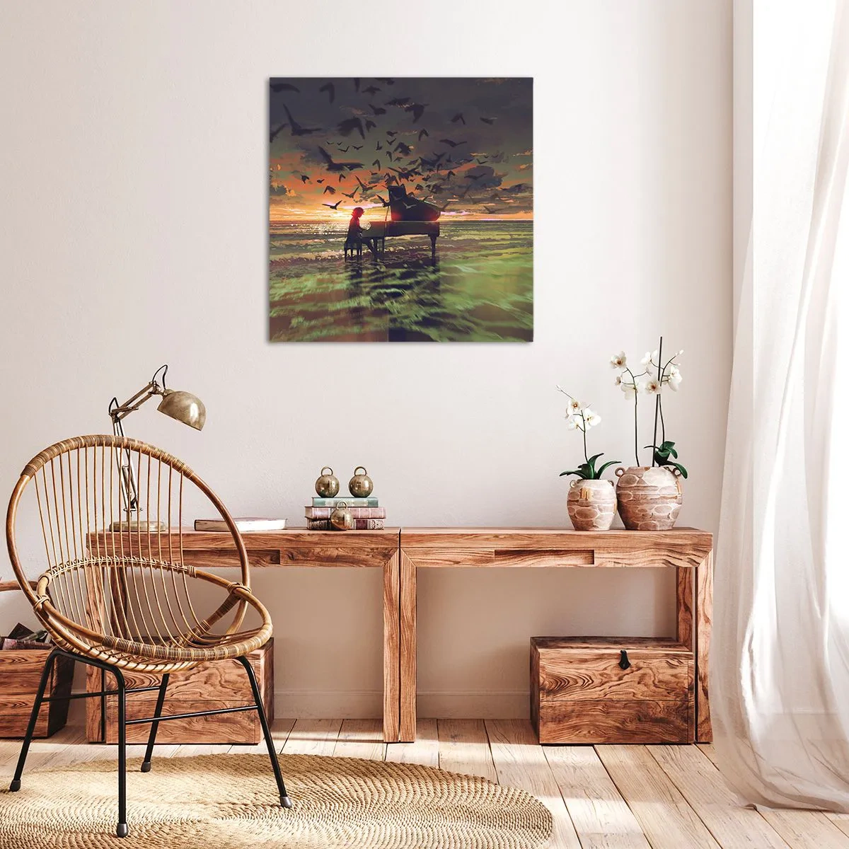 Quadro su tela - Stampe su Tela - Concerto per pianoforte e onde - 70x70 cm