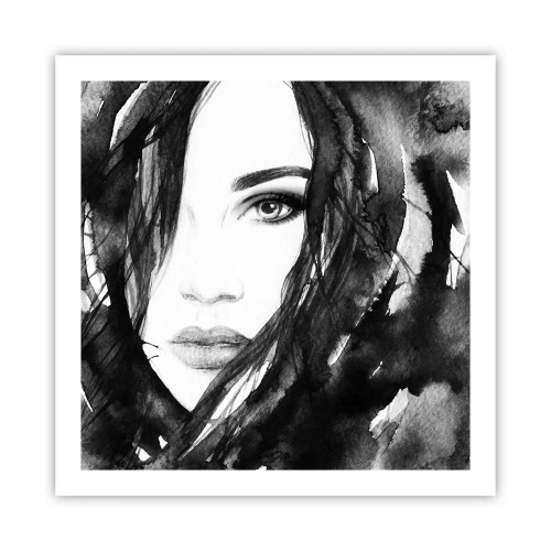 Poster - Ritratto di donna in bianco e nero - 60x60 cm