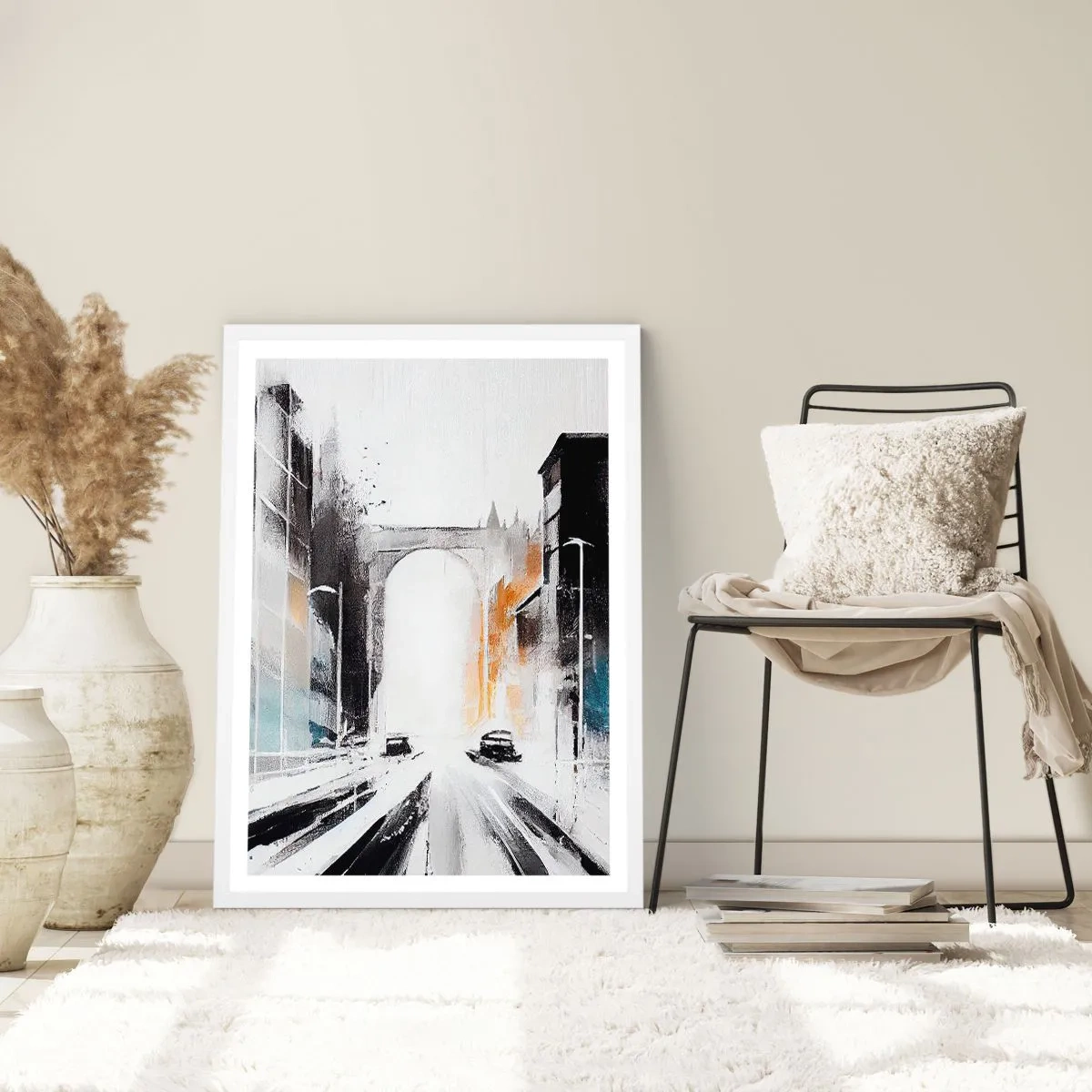 Poster in cornice bianca - Studio di città: architettura e movimento - 40x50 cm