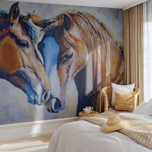 Fotomurali Premium Sand - Sarà amicizia o amore? - Astrazione, Cavalli, Natura - 250x175 cm
