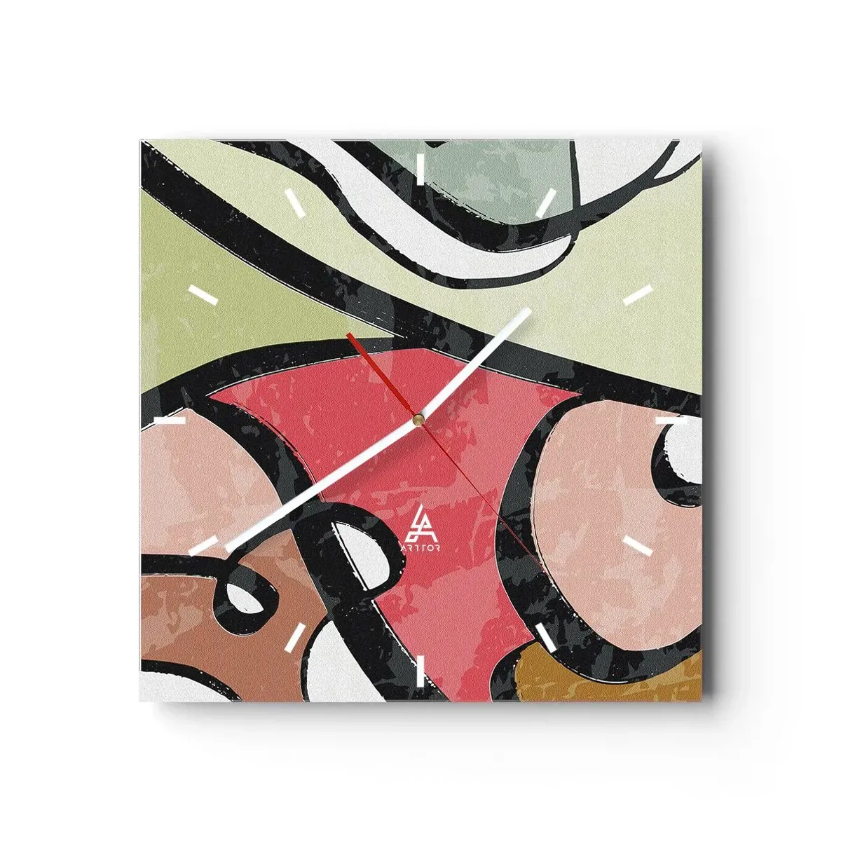 Orologio da parete - Orologio in Vetro - Piroette tra i colori - 40x40 cm