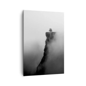 Quadro su tela - Stampe su Tela - Un albero solitario sul bordo di una scogliera circondato dalla nebbia - 70x100cm - Al confine del mondo - Decorazione murale moderna per soggiorno e camera da letto ARTTOR
