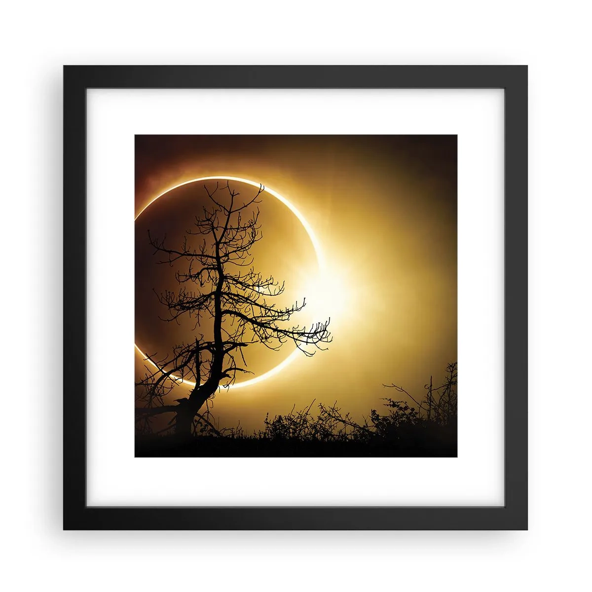 Poster in cornice nera - Eclissi totale - 30x30 cm