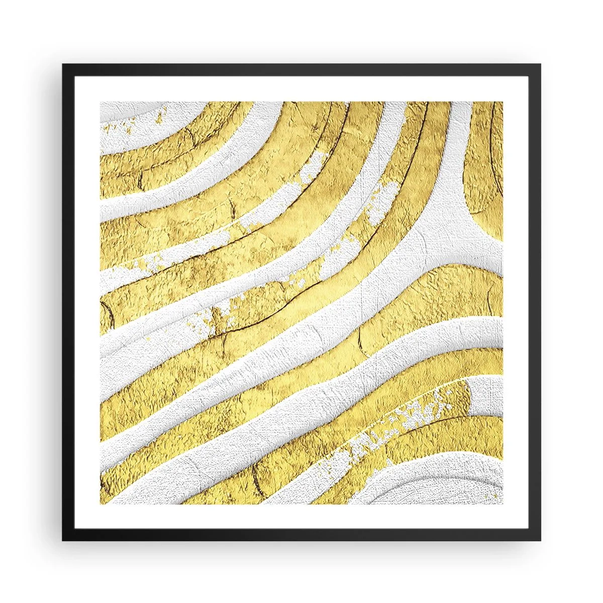 Poster in cornice nera - Composizione in bianco e oro - 60x60 cm