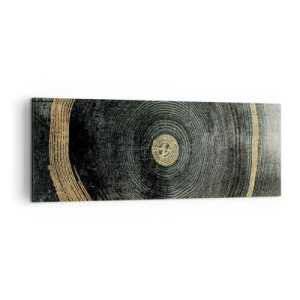 Quadro su tela - Stampe su Tela - Cerchi concentrici con accenti dorati - 140x50cm - Cambiamento e persistenza - Decorazione murale moderna per soggiorno e camera da letto ARTTOR