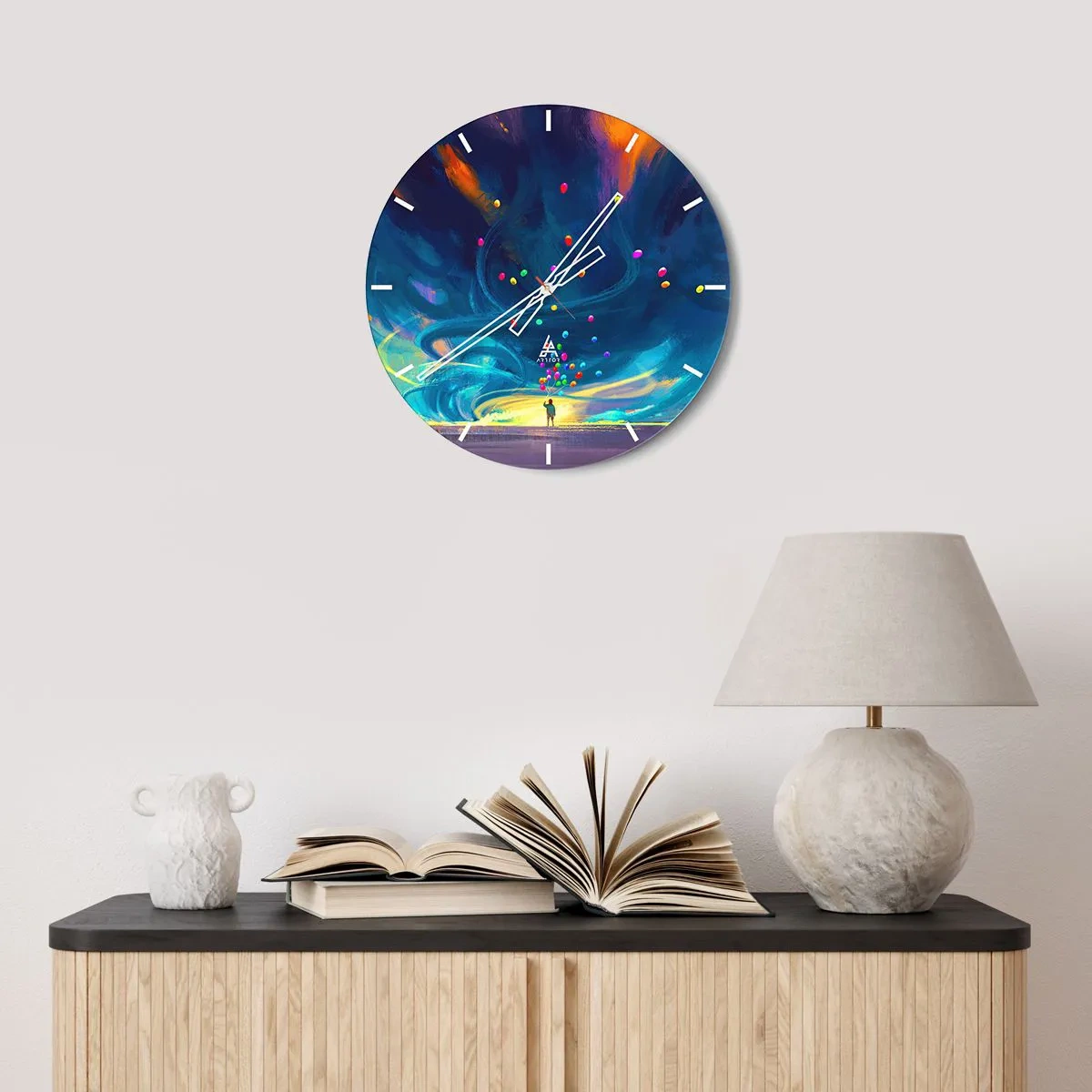 Orologio da parete - Orologio in Vetro - Sul vento blu - 40x40 cm