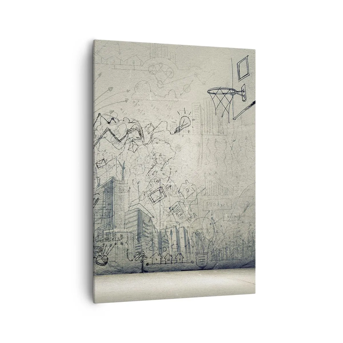 Quadro su tela - Stampe su Tela - Disegni e diagrammi sullo sfondo di un muro grezzo - 70x100cm - La mia fantastica vita in città - Decorazione murale moderna per soggiorno e camera da letto ARTTOR