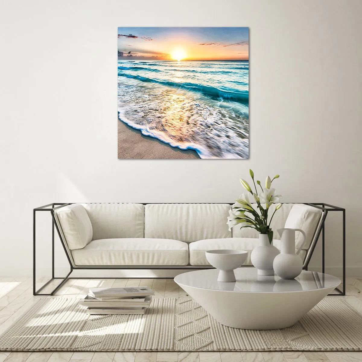 Quadro su vetro - Tramonto sul mare - 30x30 cm